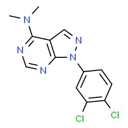 ChemSpider 2D Image | 1-(3,4-Dichlorophenyl)-N,N-dimethyl-1H-pyrazolo[3,4-d]pyrimidin-4-amine | C13H11Cl2N5