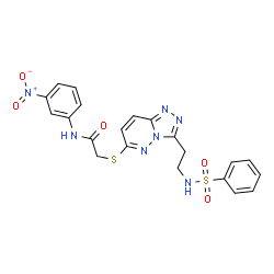 ChemSpider 2D Image | N-(3-Nitrophenyl)-2-[(3-{2-[(phenylsulfonyl)amino]ethyl}[1,2,4]triazolo[4,3-b]pyridazin-6-yl)sulfanyl]acetamide | C21H19N7O5S2