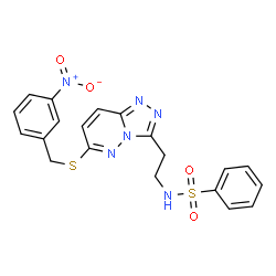 ChemSpider 2D Image | N-(2-{6-[(3-Nitrobenzyl)sulfanyl][1,2,4]triazolo[4,3-b]pyridazin-3-yl}ethyl)benzenesulfonamide | C20H18N6O4S2