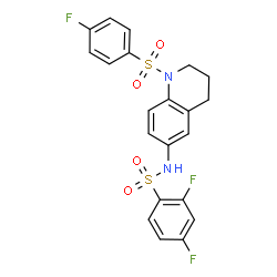 ChemSpider 2D Image | 2,4-Difluoro-N-{1-[(4-fluorophenyl)sulfonyl]-1,2,3,4-tetrahydro-6-quinolinyl}benzenesulfonamide | C21H17F3N2O4S2
