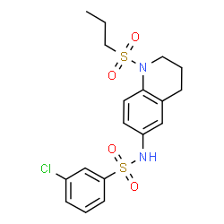 ChemSpider 2D Image | 3-Chloro-N-[1-(propylsulfonyl)-1,2,3,4-tetrahydro-6-quinolinyl]benzenesulfonamide | C18H21ClN2O4S2