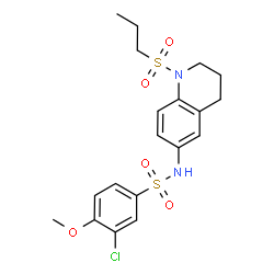 ChemSpider 2D Image | 3-Chloro-4-methoxy-N-[1-(propylsulfonyl)-1,2,3,4-tetrahydro-6-quinolinyl]benzenesulfonamide | C19H23ClN2O5S2
