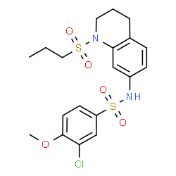 ChemSpider 2D Image | 3-Chloro-4-methoxy-N-[1-(propylsulfonyl)-1,2,3,4-tetrahydro-7-quinolinyl]benzenesulfonamide | C19H23ClN2O5S2
