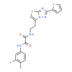 ChemSpider 2D Image | N-(3-Fluoro-4-methylphenyl)-N'-{2-[2-(2-thienyl)[1,3]thiazolo[3,2-b][1,2,4]triazol-6-yl]ethyl}ethanediamide | C19H16FN5O2S2