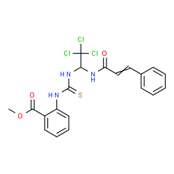 ChemSpider 2D Image | Methyl 2-({[2,2,2-trichloro-1-(cinnamoylamino)ethyl]carbamothioyl}amino)benzoate | C20H18Cl3N3O3S