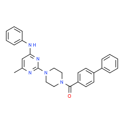 ChemSpider 2D Image | [4-(4-Anilino-6-methyl-2-pyrimidinyl)-1-piperazinyl](4-biphenylyl)methanone | C28H27N5O