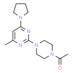ChemSpider 2D Image | 1-{4-[4-Methyl-6-(1-pyrrolidinyl)-2-pyrimidinyl]-1-piperazinyl}ethanone | C15H23N5O