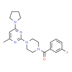 ChemSpider 2D Image | (3-Fluorophenyl){4-[4-methyl-6-(1-pyrrolidinyl)-2-pyrimidinyl]-1-piperazinyl}methanone | C20H24FN5O