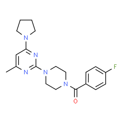 ChemSpider 2D Image | (4-Fluorophenyl){4-[4-methyl-6-(1-pyrrolidinyl)-2-pyrimidinyl]-1-piperazinyl}methanone | C20H24FN5O