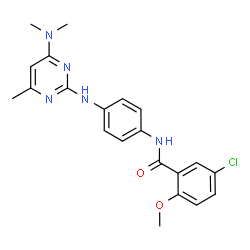 ChemSpider 2D Image | 5-Chloro-N-(4-{[4-(dimethylamino)-6-methyl-2-pyrimidinyl]amino}phenyl)-2-methoxybenzamide | C21H22ClN5O2