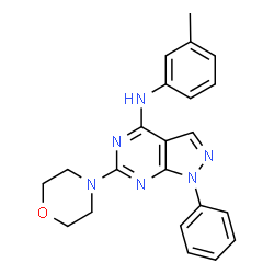 ChemSpider 2D Image | N-(3-methylphenyl)-6-(morpholin-4-yl)-1-phenylpyrazolo[3,4-d]pyrimidin-4-amine | C22H22N6O