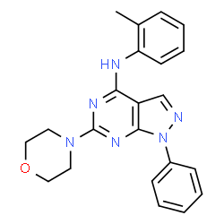 ChemSpider 2D Image | N-(2-methylphenyl)-6-(morpholin-4-yl)-1-phenylpyrazolo[3,4-d]pyrimidin-4-amine | C22H22N6O