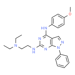 ChemSpider 2D Image | N6-[2-(diethylamino)ethyl]-N4-(4-methoxyphenyl)-1-phenylpyrazolo[3,4-d]pyrimidine-4,6-diamine | C24H29N7O