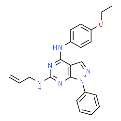 ChemSpider 2D Image | N~6~-Allyl-N~4~-(4-ethoxyphenyl)-1-phenyl-1H-pyrazolo[3,4-d]pyrimidine-4,6-diamine | C22H22N6O