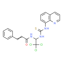 ChemSpider 2D Image | 3-Phenyl-N-{2,2,2-trichloro-1-[(8-quinolinylcarbamothioyl)amino]ethyl}acrylamide | C21H17Cl3N4OS