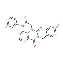 ChemSpider 2D Image | 2-[3-(4-Fluorobenzyl)-2,4-dioxo-3,4-dihydropyrido[3,2-d]pyrimidin-1(2H)-yl]-N-(3-fluorophenyl)acetamide | C22H16F2N4O3