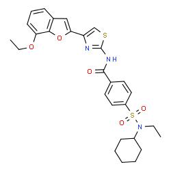ChemSpider 2D Image | 4-[Cyclohexyl(ethyl)sulfamoyl]-N-[4-(7-ethoxy-1-benzofuran-2-yl)-1,3-thiazol-2-yl]benzamide | C28H31N3O5S2