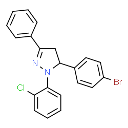 ChemSpider 2D Image | 5-(4-Bromophenyl)-1-(2-chlorophenyl)-3-phenyl-4,5-dihydro-1H-pyrazole | C21H16BrClN2