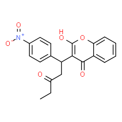 ChemSpider 2D Image | 2-Hydroxy-3-[1-(4-nitrophenyl)-3-oxopentyl]-4H-chromen-4-one | C20H17NO6