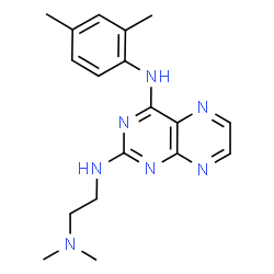 ChemSpider 2D Image | N~2~-[2-(Dimethylamino)ethyl]-N~4~-(2,4-dimethylphenyl)-2,4-pteridinediamine | C18H23N7