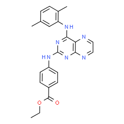 ChemSpider 2D Image | Ethyl 4-({4-[(2,5-dimethylphenyl)amino]-2-pteridinyl}amino)benzoate | C23H22N6O2