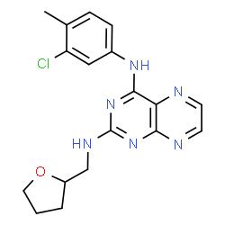 ChemSpider 2D Image | N4-(3-chloro-4-methylphenyl)-N2-(oxolan-2-ylmethyl)pteridine-2,4-diamine | C18H19ClN6O