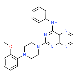 ChemSpider 2D Image | 2-[4-(2-Methoxyphenyl)-1-piperazinyl]-N-phenyl-4-pteridinamine | C23H23N7O