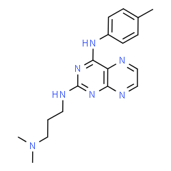 ChemSpider 2D Image | N~2~-[3-(Dimethylamino)propyl]-N~4~-(4-methylphenyl)-2,4-pteridinediamine | C18H23N7