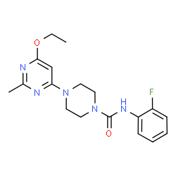 ChemSpider 2D Image | 4-(6-Ethoxy-2-methyl-4-pyrimidinyl)-N-(2-fluorophenyl)-1-piperazinecarboxamide | C18H22FN5O2