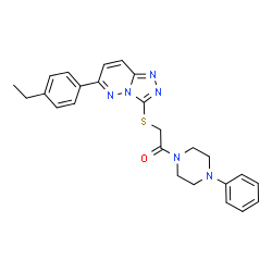 ChemSpider 2D Image | 2-{[6-(4-Ethylphenyl)[1,2,4]triazolo[4,3-b]pyridazin-3-yl]sulfanyl}-1-(4-phenyl-1-piperazinyl)ethanone | C25H26N6OS