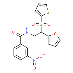 ChemSpider 2D Image | N-[2-(2-Furyl)-2-(2-thienylsulfonyl)ethyl]-3-nitrobenzamide | C17H14N2O6S2