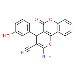 ChemSpider 2D Image | 2-Amino-4-(3-hydroxyphenyl)-5-oxo-4H,5H-pyrano[3,2-c]chromene-3-carbonitrile | C19H12N2O4