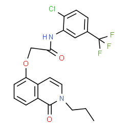 ChemSpider 2D Image | N-[2-Chloro-5-(trifluoromethyl)phenyl]-2-[(1-oxo-2-propyl-1,2-dihydro-5-isoquinolinyl)oxy]acetamide | C21H18ClF3N2O3