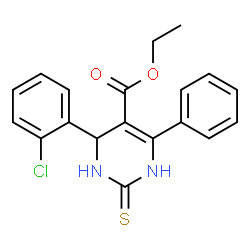 ChemSpider 2D Image | Ethyl 4-(2-chlorophenyl)-6-phenyl-2-thioxo-1,2,3,4-tetrahydro-5-pyrimidinecarboxylate | C19H17ClN2O2S