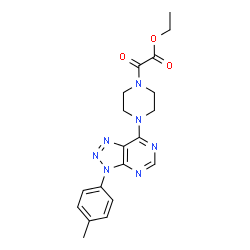 ChemSpider 2D Image | Ethyl {4-[3-(4-methylphenyl)-3H-[1,2,3]triazolo[4,5-d]pyrimidin-7-yl]-1-piperazinyl}(oxo)acetate | C19H21N7O3