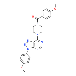 ChemSpider 2D Image | (4-Methoxyphenyl){4-[3-(4-methoxyphenyl)-3H-[1,2,3]triazolo[4,5-d]pyrimidin-7-yl]-1-piperazinyl}methanone | C23H23N7O3