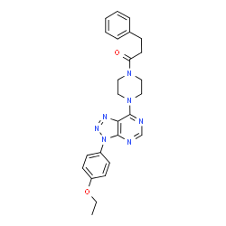 ChemSpider 2D Image | 1-{4-[3-(4-Ethoxyphenyl)-3H-[1,2,3]triazolo[4,5-d]pyrimidin-7-yl]-1-piperazinyl}-3-phenyl-1-propanone | C25H27N7O2