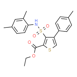 ChemSpider 2D Image | Ethyl 3-[(2,4-dimethylphenyl)sulfamoyl]-4-(4-methylphenyl)-2-thiophenecarboxylate | C22H23NO4S2