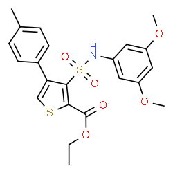 ChemSpider 2D Image | Ethyl 3-[(3,5-dimethoxyphenyl)sulfamoyl]-4-(4-methylphenyl)-2-thiophenecarboxylate | C22H23NO6S2