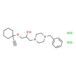 ChemSpider 2D Image | 1-(4-Benzyl-1-piperazinyl)-3-[(1-ethynylcyclohexyl)oxy]-2-propanol dihydrochloride | C22H34Cl2N2O2