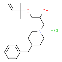 ChemSpider 2D Image | 1-(4-Benzyl-1-piperidinyl)-3-[(2-methyl-3-buten-2-yl)oxy]-2-propanol hydrochloride (1:1) | C20H32ClNO2