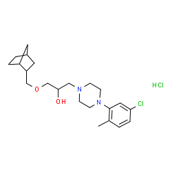 ChemSpider 2D Image | 1-(Bicyclo[2.2.1]hept-2-ylmethoxy)-3-[4-(5-chloro-2-methylphenyl)-1-piperazinyl]-2-propanol hydrochloride (1:1) | C22H34Cl2N2O2