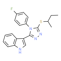 ChemSpider 2D Image | 3-[5-(sec-Butylsulfanyl)-4-(4-fluorophenyl)-4H-1,2,4-triazol-3-yl]-1H-indole | C20H19FN4S
