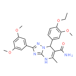 ChemSpider 2D Image | 2-(3,5-Dimethoxyphenyl)-7-(4-ethoxy-3-methoxyphenyl)-5-methyl-1,7-dihydro[1,2,4]triazolo[1,5-a]pyrimidine-6-carboxamide | C24H27N5O5