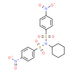 ChemSpider 2D Image | N-Cyclohexyl-4-nitro-N-[(4-nitrophenyl)sulfonyl]benzenesulfonamide | C18H19N3O8S2