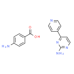 ChemSpider 2D Image | 4-Aminobenzoic acid - 4-(4-pyridinyl)-2-pyrimidinamine (1:1) | C16H15N5O2