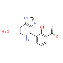ChemSpider 2D Image | 2-Hydroxy-3-(4,5,6,7-tetrahydro-1H-imidazo[4,5-c]pyridin-5-ium-4-yl)benzoate hydrate (1:1) | C13H15N3O4