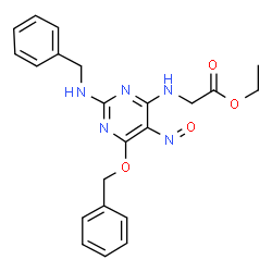 ChemSpider 2D Image | Ethyl N-[2-(benzylamino)-6-(benzyloxy)-5-nitroso-4-pyrimidinyl]glycinate | C22H23N5O4