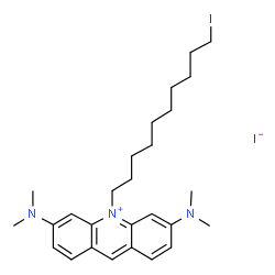 ChemSpider 2D Image | 3,6-Bis(dimethylamino)-10-(10-iododecyl)acridinium iodide | C27H39I2N3