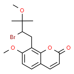 ChemSpider 2D Image | 8-(2-bromo-3-methoxy-3-methylbutyl)-7-methoxycoumarin | C16H19BrO4